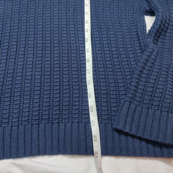 Lilla P Ruffle Eyelet Collar Stretchy Knit Cotton Sweater XS Navy Blue Preppy - Picture 10 of 10